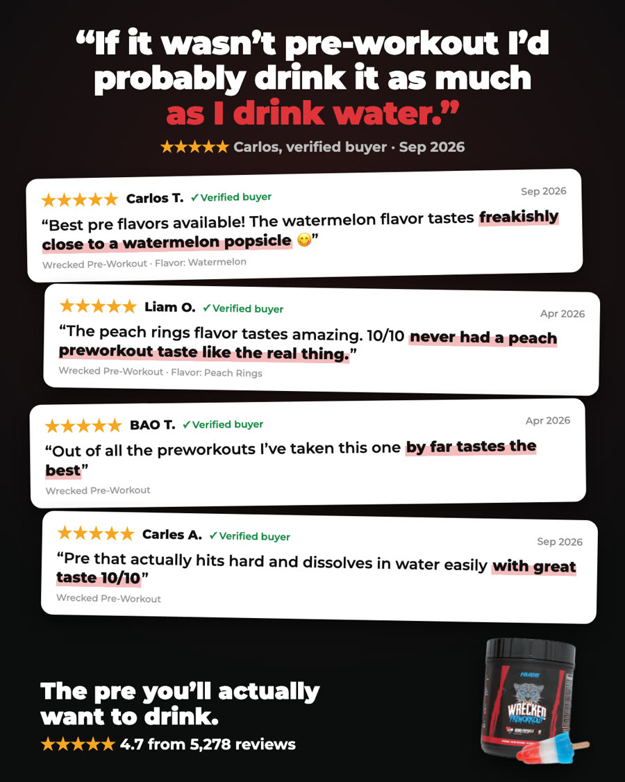 Dark static ad with a customer quote as the headline and four verified reviews about taste.